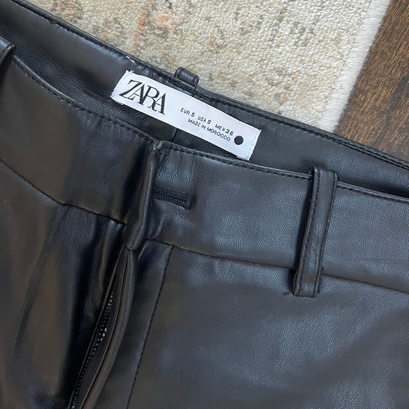 Black leather straight leg pants - Picture 2 of 2